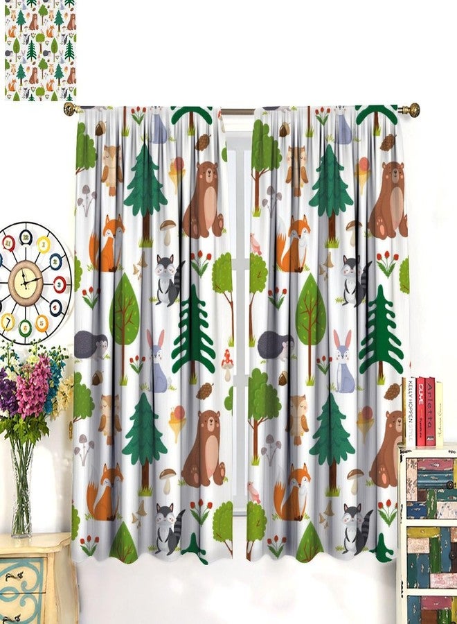 KANEPE Jungle Animal Curtains, Woodland Animals Forest Pattern Window Treatments, Rod Pocket Thermal Insulated Drapes 2 Panel Sets for Kids Room Nursery Classroom, 42" W X 45" L[Decor] - Image 3
